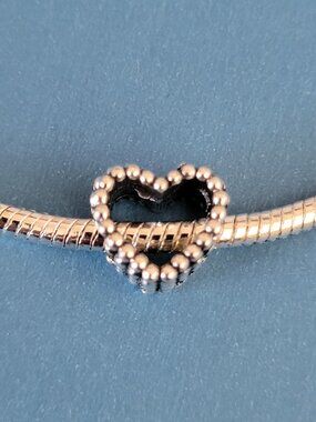 NWT! For Pandora Charm Bracelets Antique Silver Color Hollow Heart Charm Bead